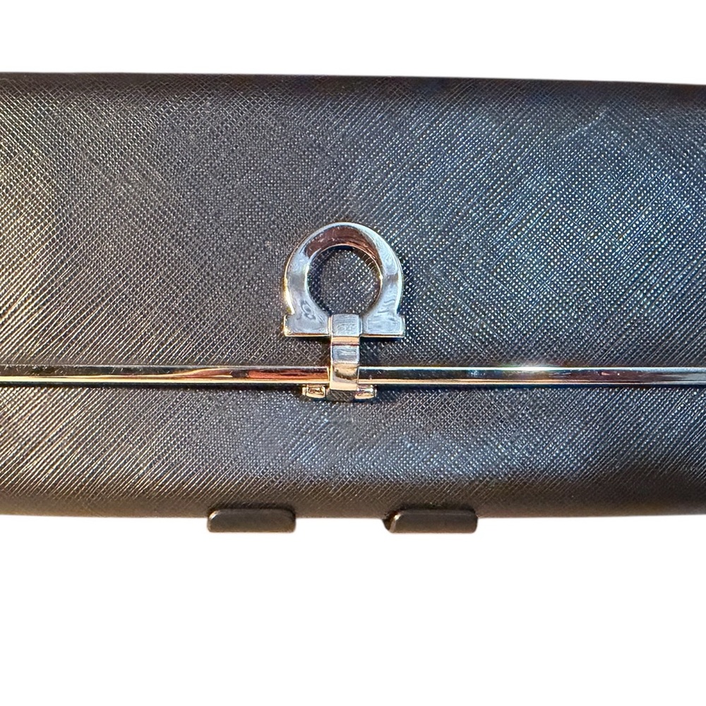 Black Leather Salvatore Ferragamo with Silver Accents -GOOD Pre Owned Condition